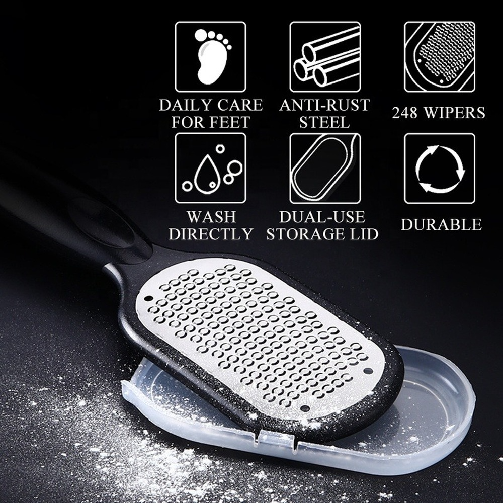 New Stainless Steel Portable Rasp Pedicure Foot File Callus Remover Dead Skin Foot Scraper Foot Grater Scrubber For Wet Dry