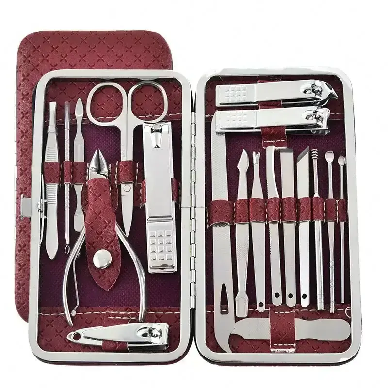 Professional Nail Clippers Rose gold manicure set stainless steel pedicure care tools Women Grooming Kit