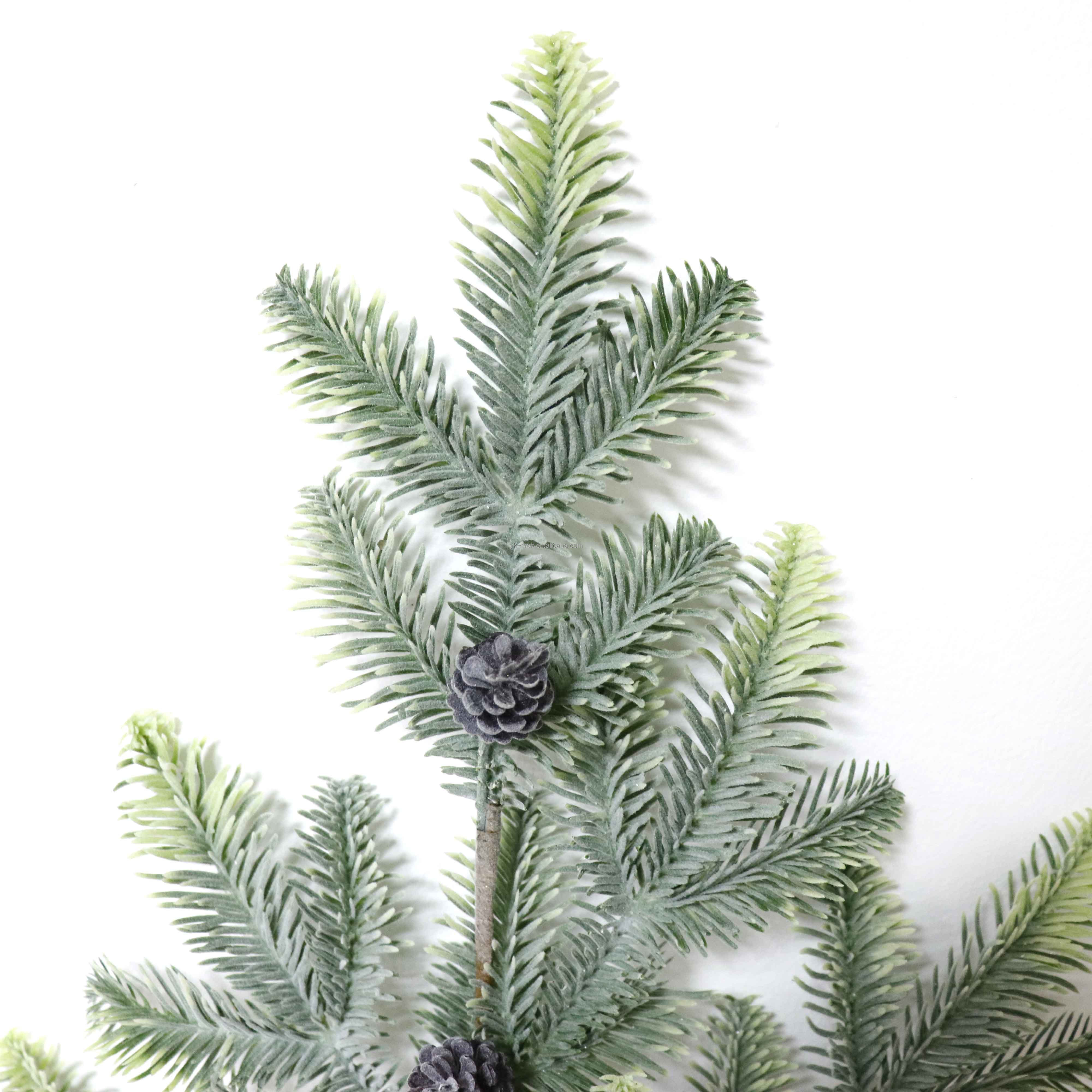 Artificial Pine Cone Floral Long Picks Christmas Greenery Leaves Branches Handmade Holiday Decoration Pick Spray Snow