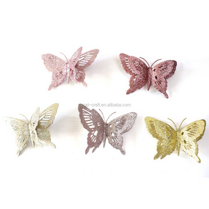 6inch New Products Plastic Lovely Butterfly Clips Christmas Tree Ornament Glitter Clip Vintage Ornaments Butterfly Hanging Decor