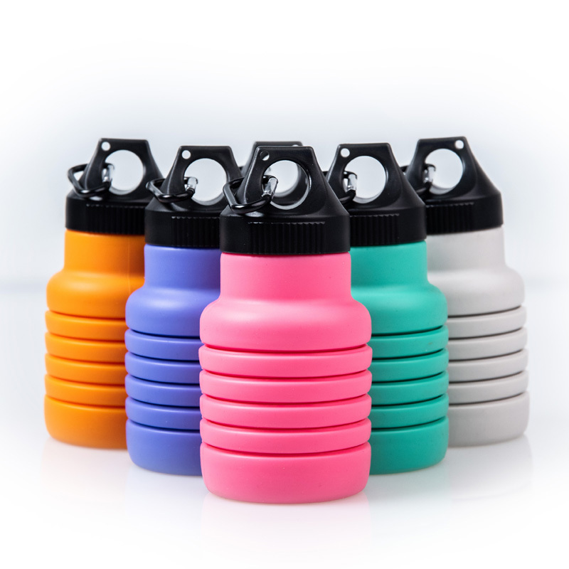 20oz Free Samples Eco-Friendly Bamboo Cute Fruit Hot Foldable Collapsible Silicone Water Sports Bottle From Factory For Hiking