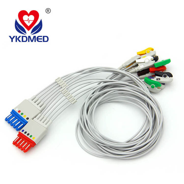 New Design Medical TPU 5 Lead 10Pin Compatible HP Vital Sign Monitor IEC ECG/ EKG Leadwire Clip ECG Cable