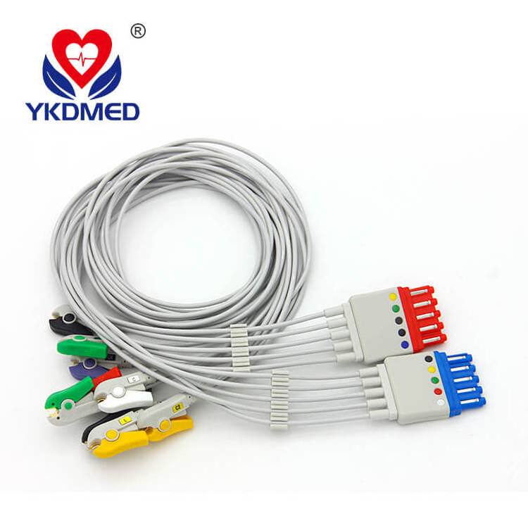 New Design Medical TPU 5 Lead 10Pin Compatible HP Vital Sign Monitor IEC ECG/ EKG Leadwire Clip ECG Cable