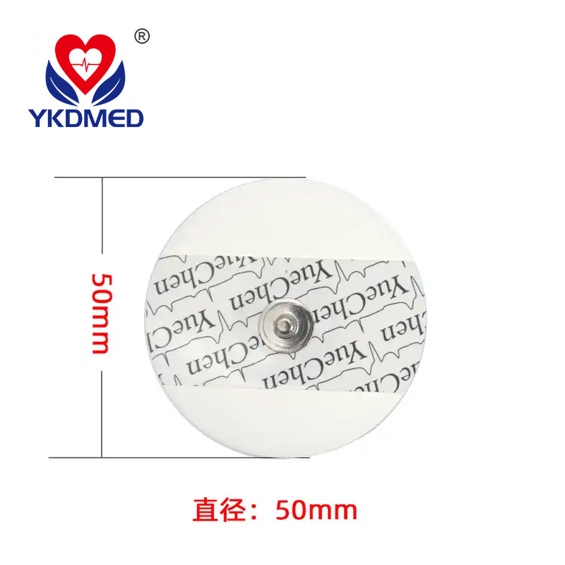 Ecg Ekg Electrodes Conductive Electrode Pad Medical Device 50pcs CE Adult Disposable Foam Round Ag/agci Sensor 50mm White /