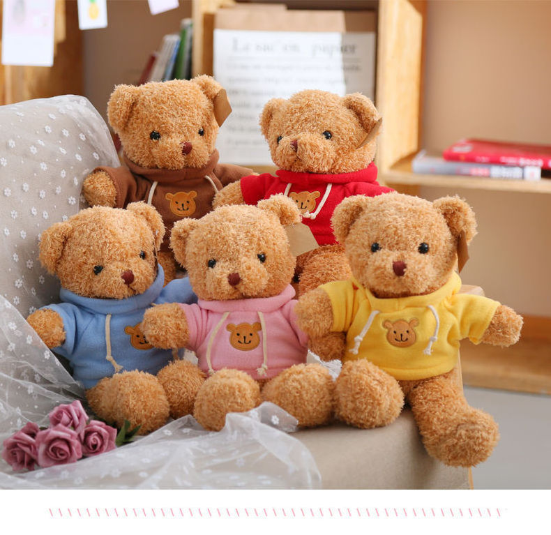 OEM ODM soft fur fabric animal baby organic stuffed toys 30cm 40cm customised logo black pink kids plush cute teddy bear