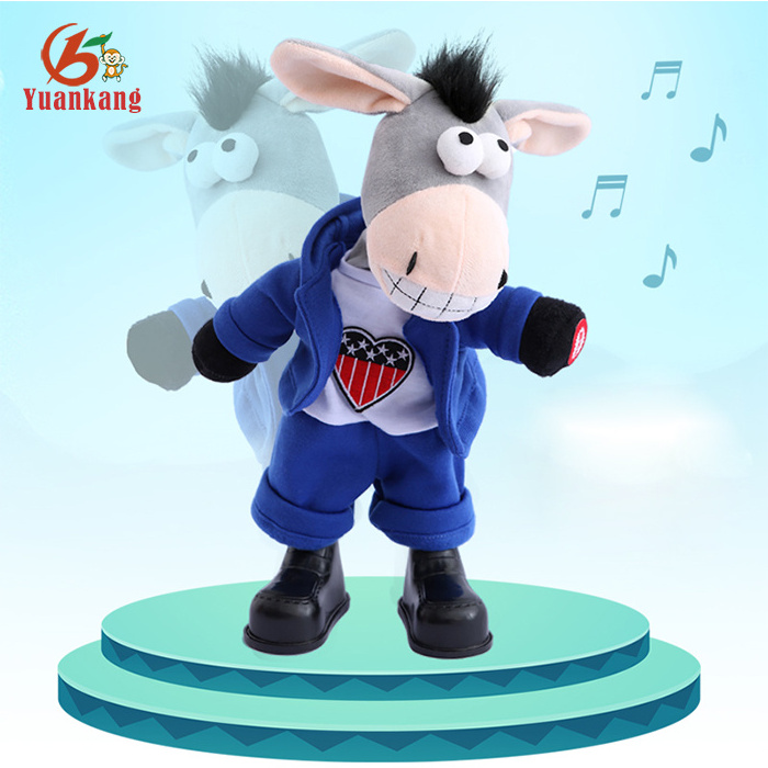 New Singing Toys Custom Musical Dancing Soft Stuffed Small Animal Plush donkeys Toy