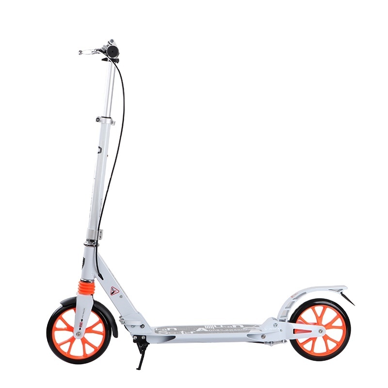 Hand brake adult exercise scooter, kick scooter with dual suspension, push two footed pedal scooter for adults