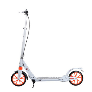 Hand brake adult exercise scooter, kick scooter with dual suspension, push two footed pedal scooter for adults