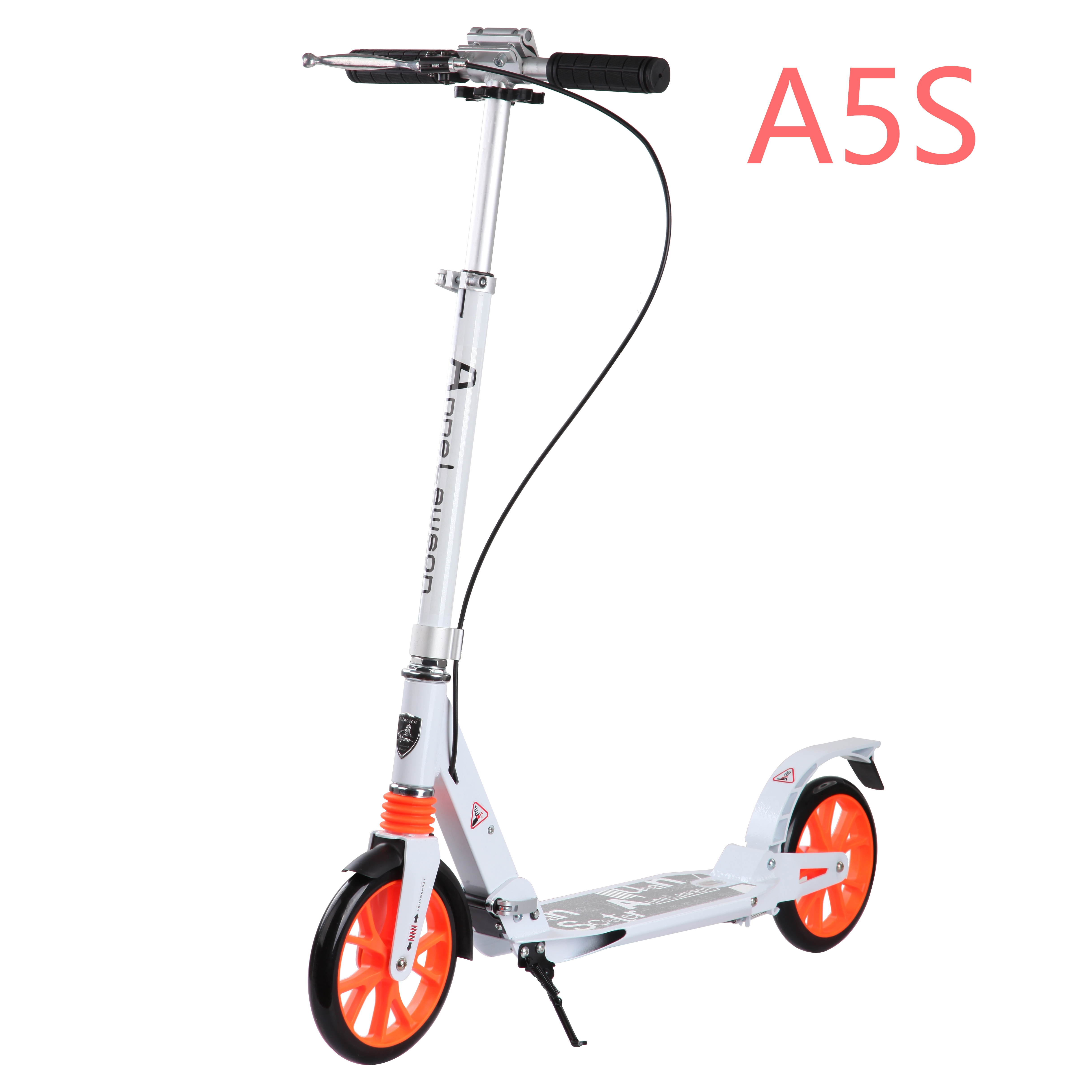 Hand brake adult exercise scooter, kick scooter with dual suspension, push two footed pedal scooter for adults