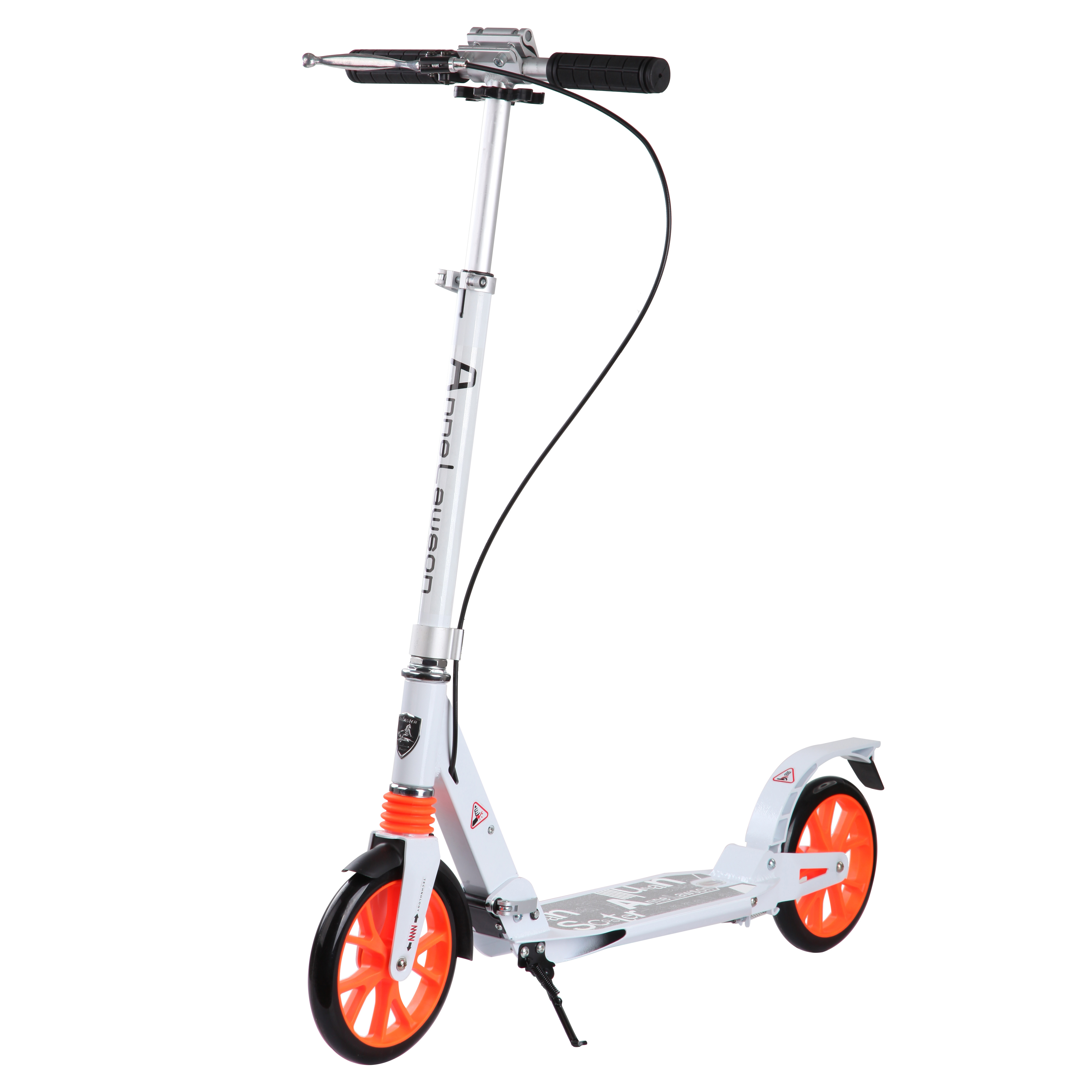 Hand brake adult exercise scooter, kick scooter with dual suspension, push two footed pedal scooter for adults