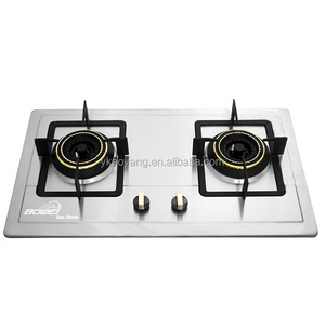 Kitchen low consumption stainless steel gas stove built in double burner gas cooker LPG blue flame gas cooktop