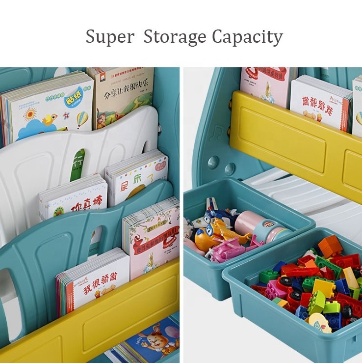 Plastic Children's Bookshelf Bookcase with Storage Box