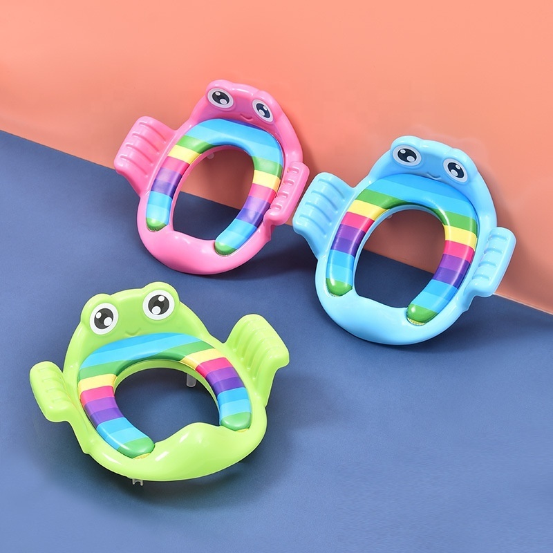 Frog Toilet Training Seat Toilet Trainer Child Toilet Seat Soft Padded Potty Seat with Handle and Back Support