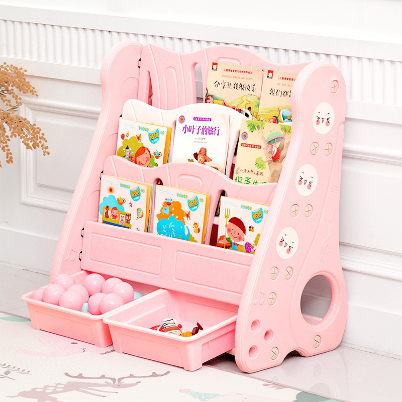 Plastic Children's Bookshelf Bookcase with Storage Box