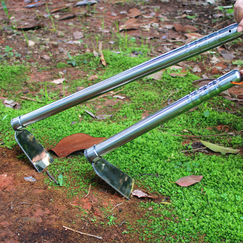 long handle Garden  stainless steel  pickaxe  and hoe rake Hand Weeder Tool for Digging Soil Loosening planting shovel