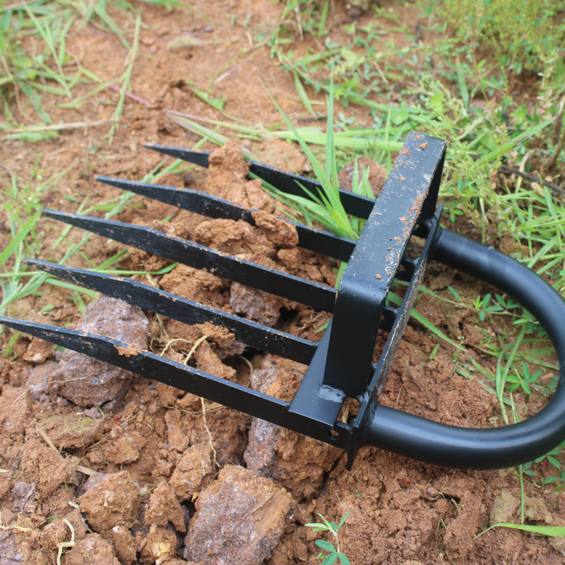 garden Digging Fork Soil Turning Tool Lawn Ripper Handheld Tiller With Pole  Landscape Rake forged rake