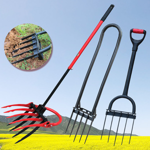 garden Digging Fork Soil Turning Tool Lawn Ripper Handheld Tiller With Pole  Landscape Rake forged rake