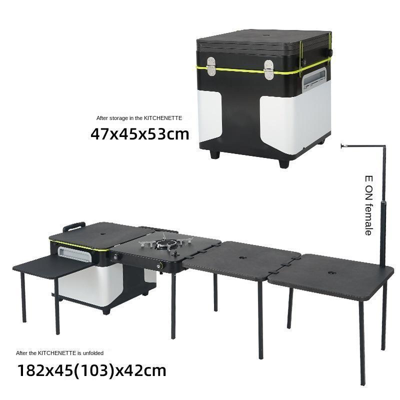 Outdoor Fully Equipped Picnic Table Camping Folding Compact Food Truck Trailer Portable Camping Mobile Kitchen Kitchenette