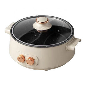 Double knobs control hot pot electric boil stew fry roast multi purpose cooker high power fast electric hot pot