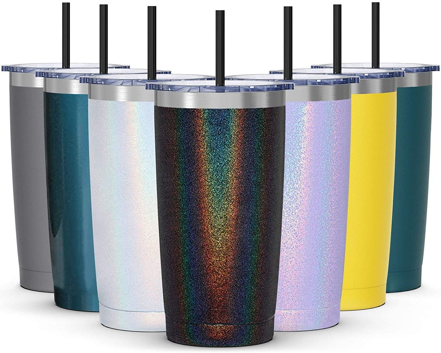 Insulated Travel Tumblers 20 Oz Stainless Steel Tumbler Cup with Lid and Straw Powder Coated Coffee Mug for Cold and Hot Drinks