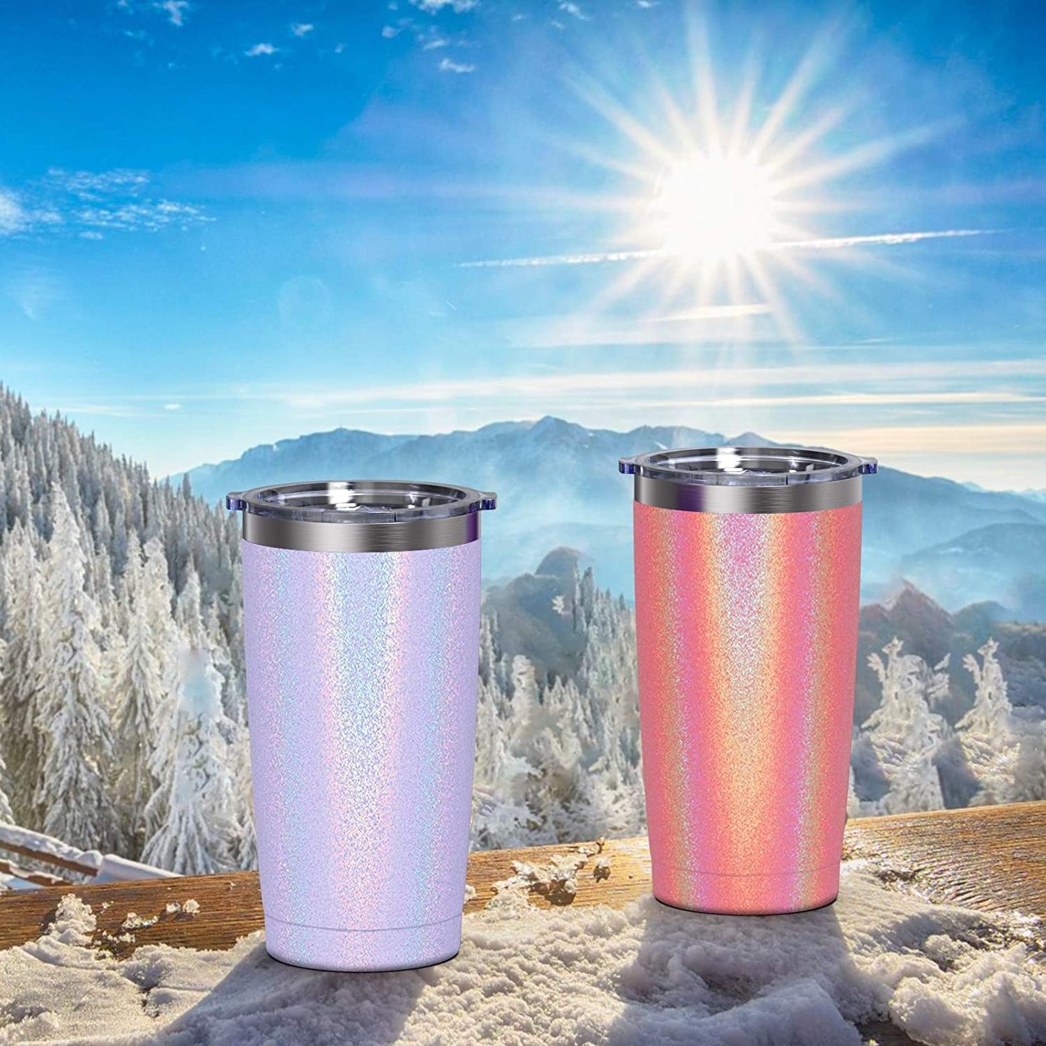 Insulated Travel Tumblers 20 Oz Stainless Steel Tumbler Cup with Lid and Straw Powder Coated Coffee Mug for Cold and Hot Drinks