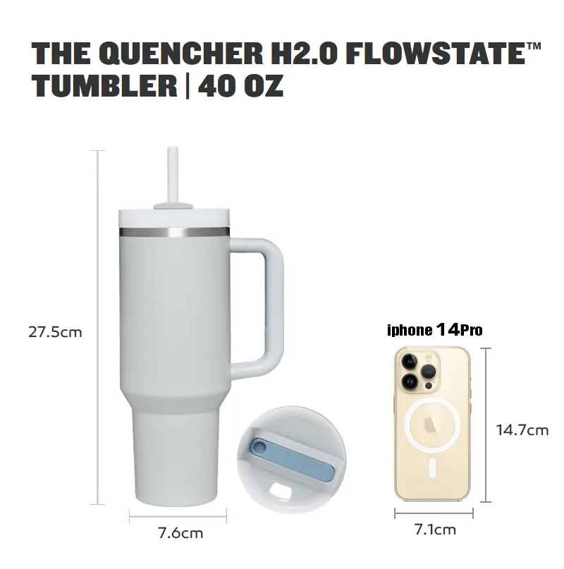 Custom logo 40 oz new cup quencher h2.0 flowstate tumbler 30oz 40oz stainless steel outdoor mug with handle