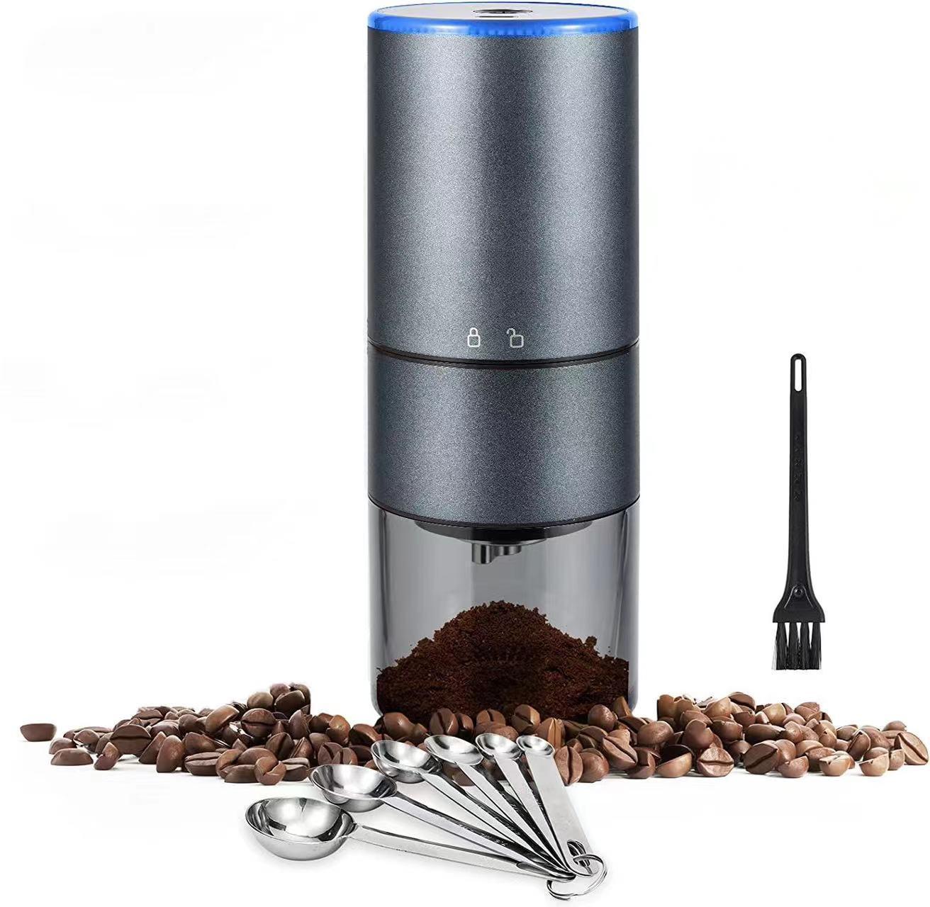 Amazon Basics Stainless Steel USB Wireless Coffee Bean Mill Electric Burr,Adjustable Portable Automatic Conical Coffee Grinder