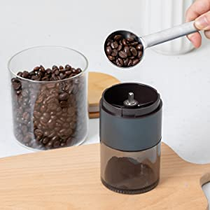 Amazon Basics Stainless Steel USB Wireless Coffee Bean Mill Electric Burr,Adjustable Portable Automatic Conical Coffee Grinder