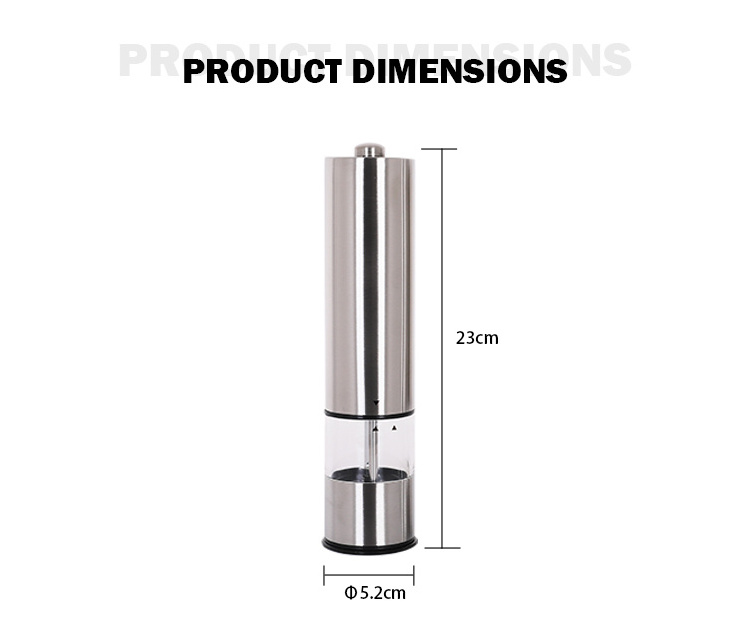 Automatic Pepper Grinder stainless steel electric salt pepper grinder mill set with light led