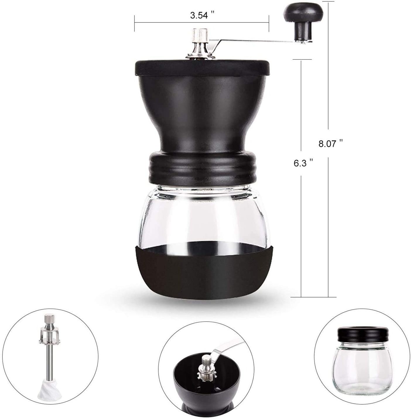 Glass bottle coffee Mill Stainless Steel Portable Handheld Ceramic Coffee Grinder Manual Coffee Grinder With a Free Glass Gar