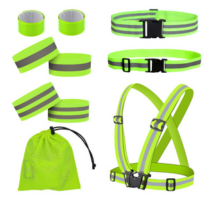 Amazon hot selling reflective elastic band set for night running safety reflective strap vest