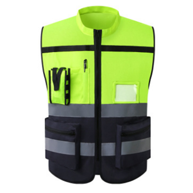 New High Visibility Custom Logo Warning Yellow Reflective Safety Vest With Pockets