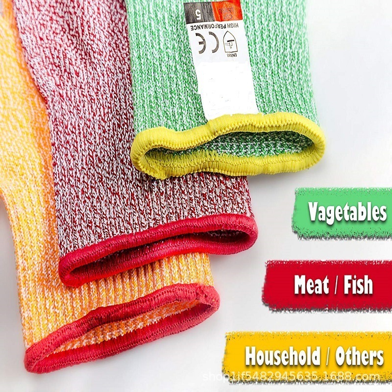 Colorful food grade kitchen gloves meat cutting gloves level 5 impact resistant safety work gloves