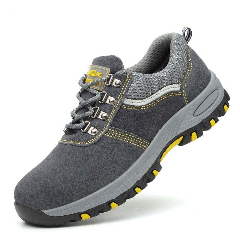 Comfortable Summer Breathable Safety Shoes Suede Cowhide Wear-resistant Steel toe Safety Shoes