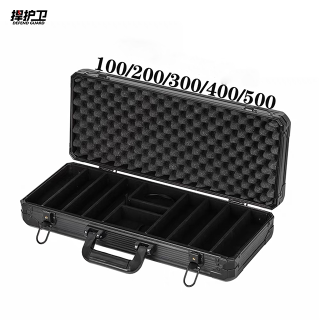 Custom Factory Black Mahogany Small Aluminum Case for Poker 500 Chips Case for Casino Plaques