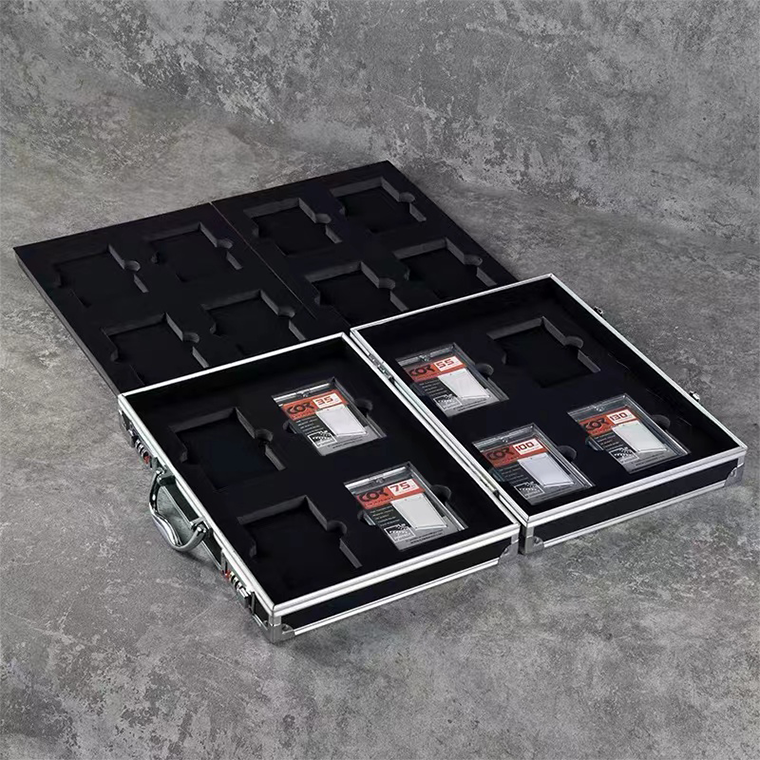 Aluminum Graded Sports Card Storage Box Trading Card Slabs Organizer Case Baseball Cards Aluminum Case Black