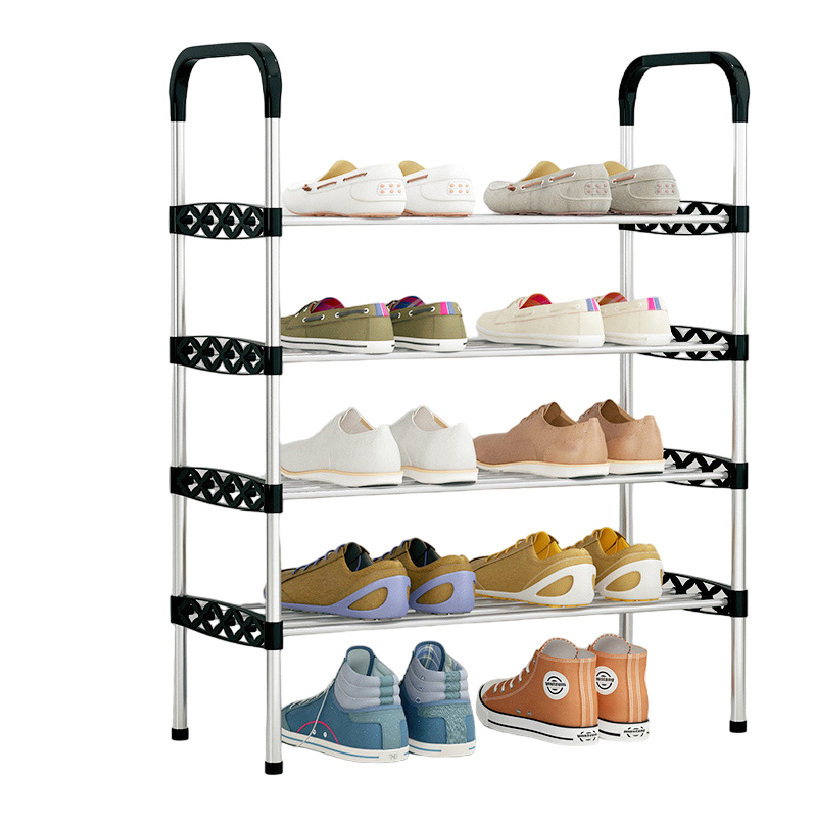 Custom Size Metal Shoe Rack Cabinet Luxury Designer Entryway Multi-Layer Black Shoe Racks