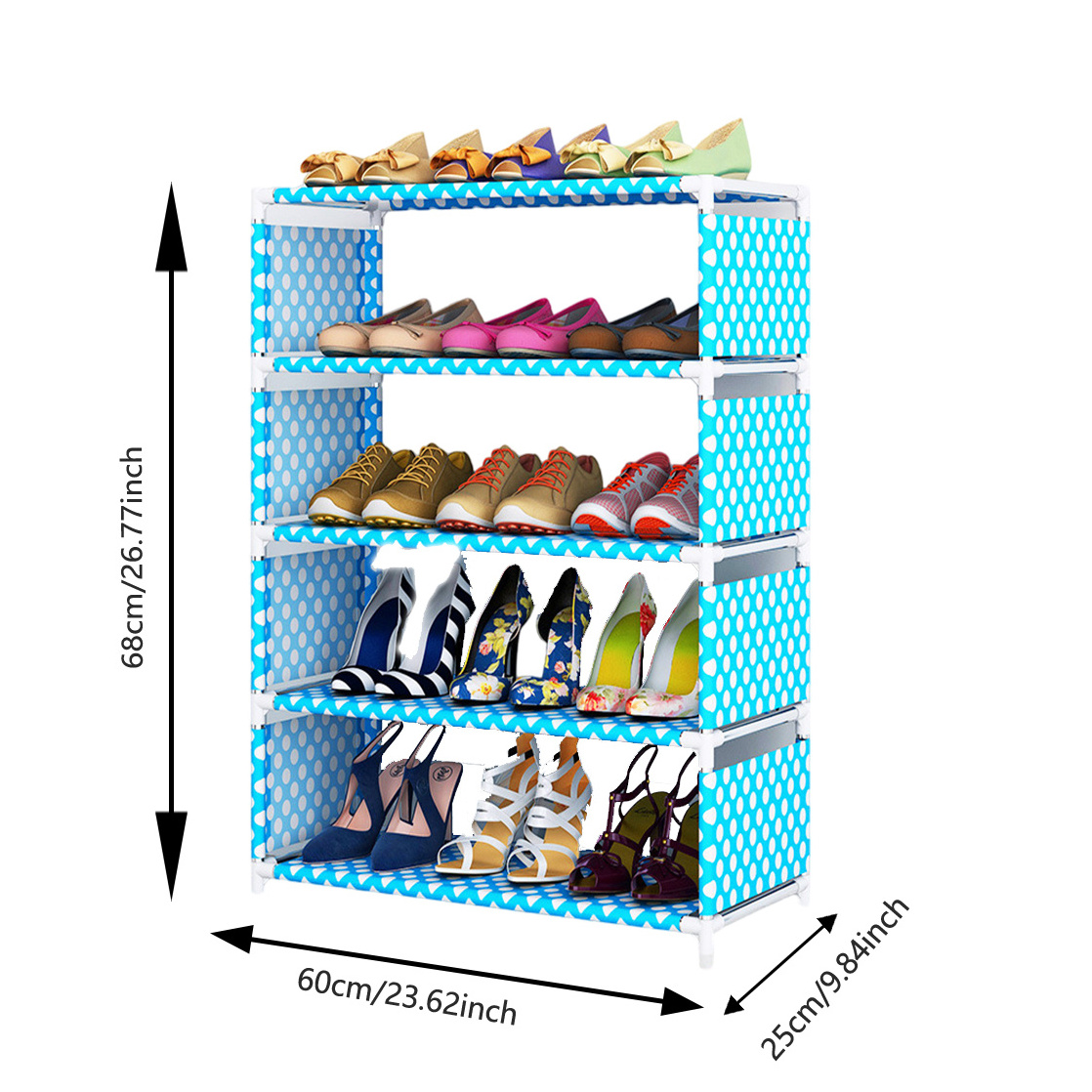 Metal Shoes Rack Modern 5 Layer Bedroom Furniture Dust Free Cover Shoes Storage Rack