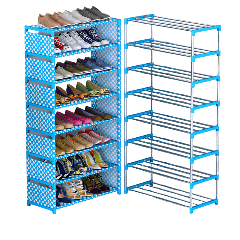 Vertical Shoe Rack Black 8 Layer Large Capacity Stainless Steel Standard Size Shoe Rack