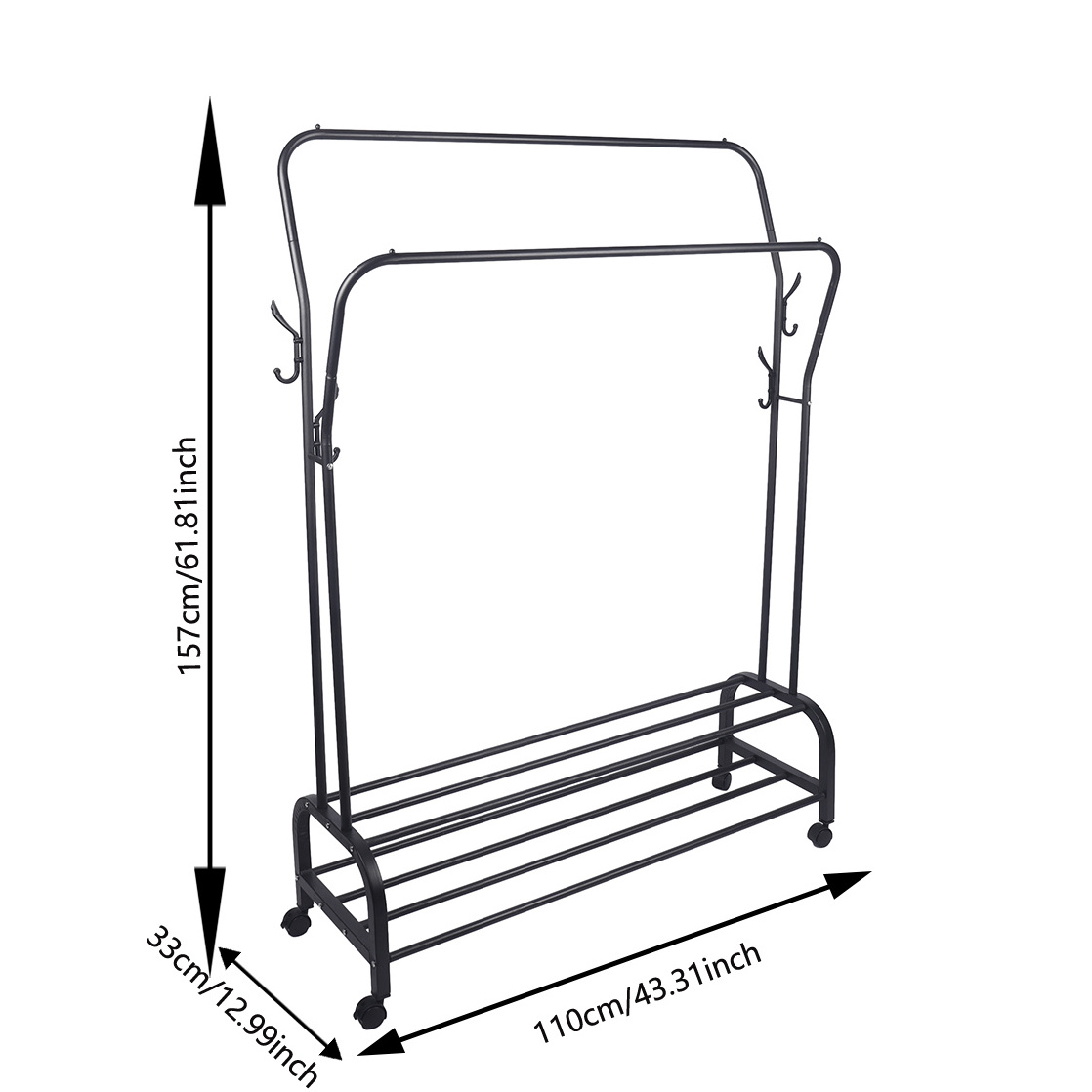 Drying Rack Clothes Kids Clothes 4 Wheels Mobile Shoes Organizer Hanger Rack Stand