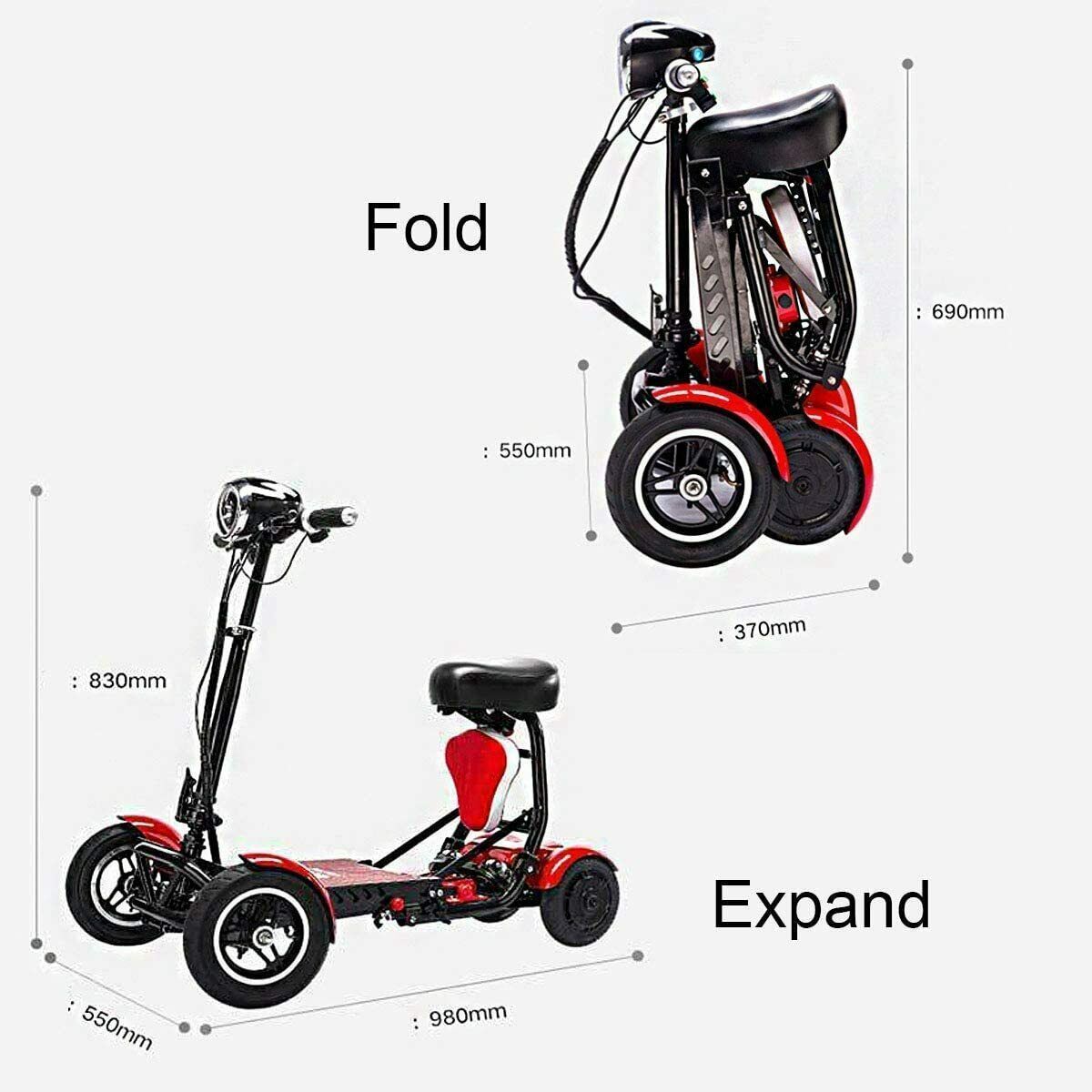 home walking fashion ladies  light weight Mini lithium battery bike foldable electric four-wheels scooter