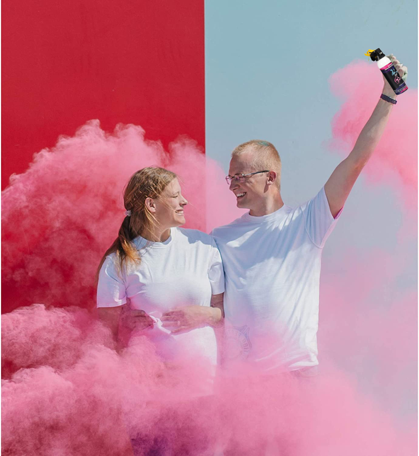 Safety product certification Gender Reveal spray Pink Blu Blasters Gender Reveal Fire Extinguisher