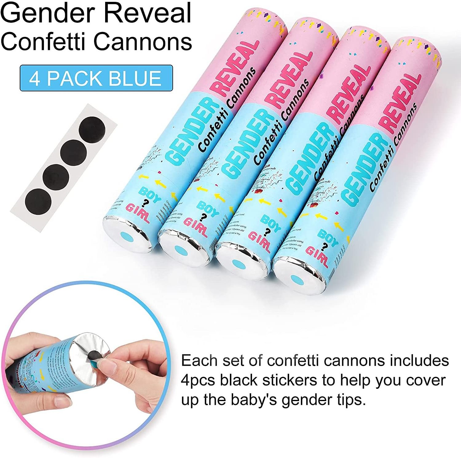 gender reveal party supplies 12-36 inch Blue Pink Baby Gender Reveal Powder Confetti Cannon