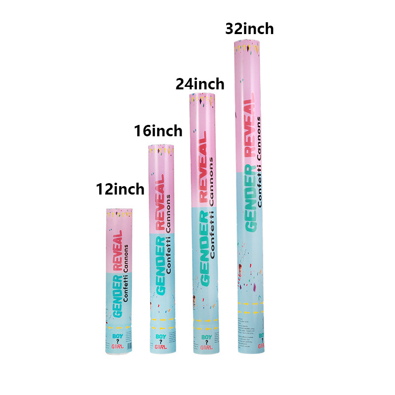 Free Design Pattern 12inch Blue Pink Baby Gender Reveal Powder Confetti Cannon