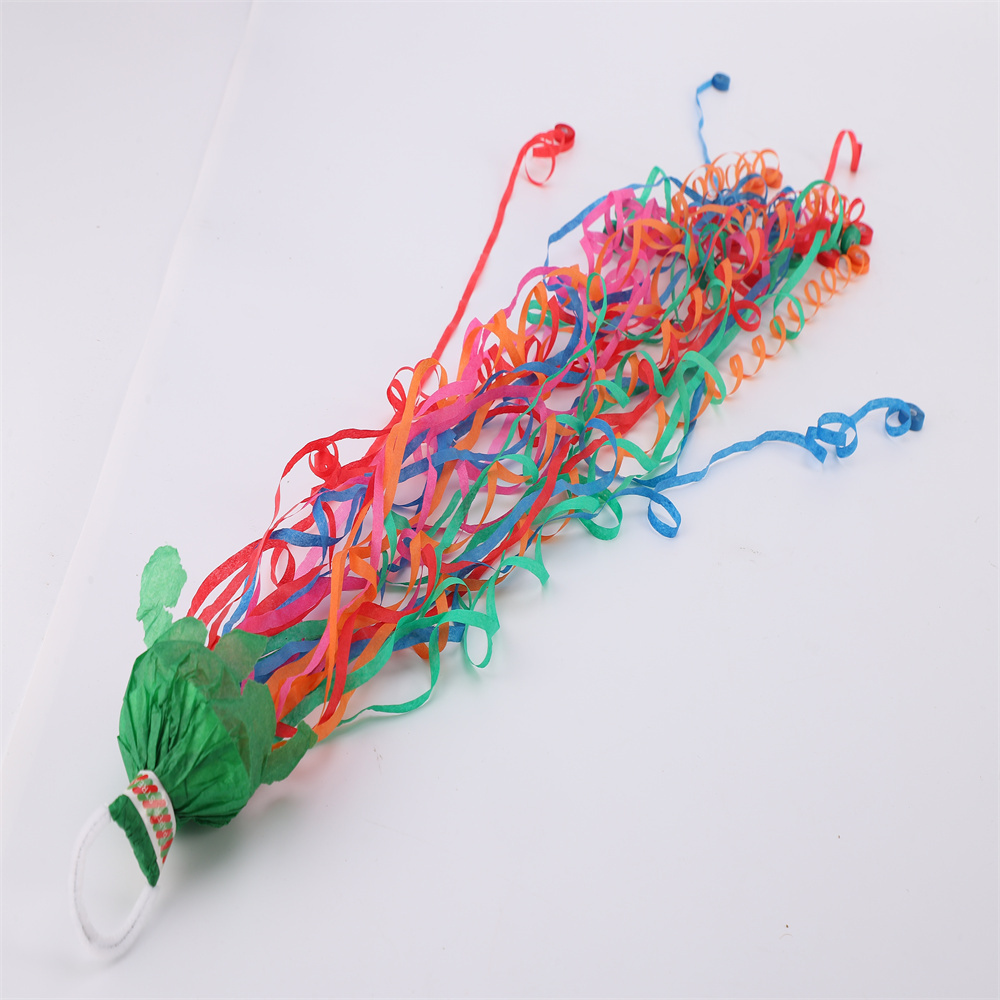 Green little cannon hand held  party poppers hand held  confetti cannon with colorful streamer