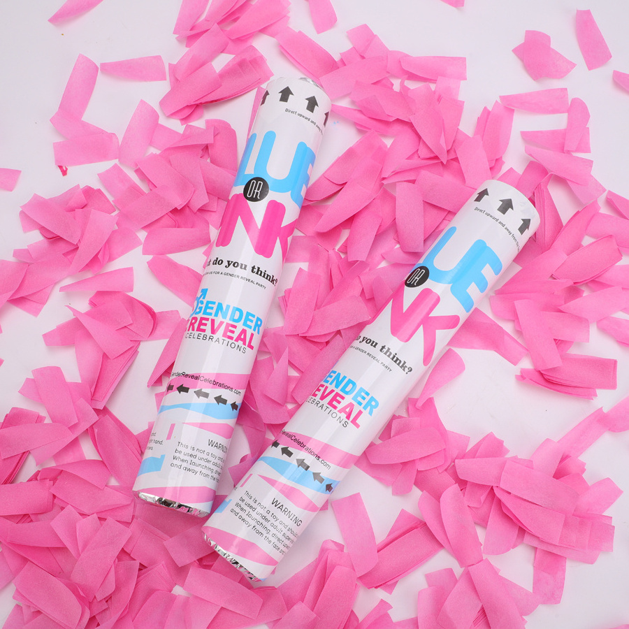 Factory free design party popper  Pink Or Blue Gender Reveal Confetti Powder Smoke Cannon