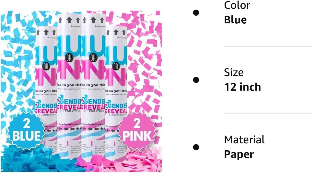 Factory free design party popper  Pink Or Blue Gender Reveal Confetti Powder Smoke Cannon