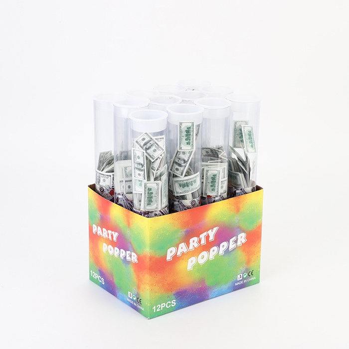 Factory custom filler 12-36inch confetti cannon money dollar party popper