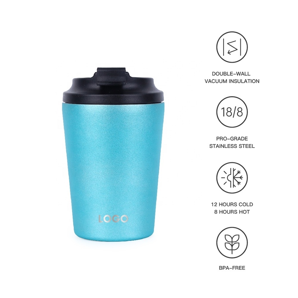 China food grade bpa free double wall vacuum insulated 12oz coffee tumbler with lid metal tumbler