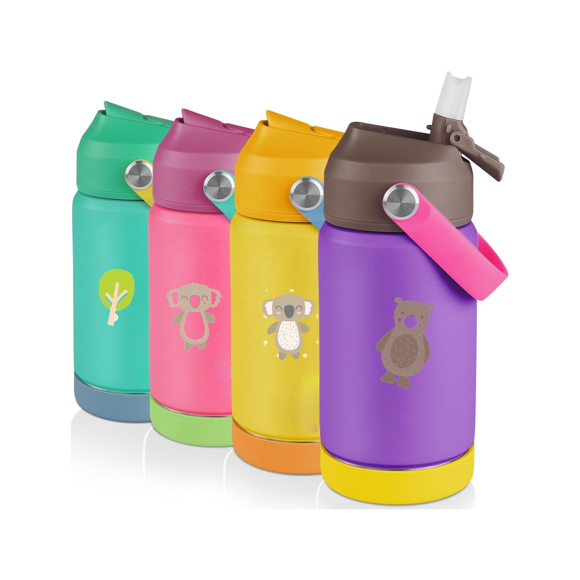 12 oz Stainless Steel Water Bottles Kids Insulated Water Bottle with Silicone Boot Leak Proof Water Bottles for Kids